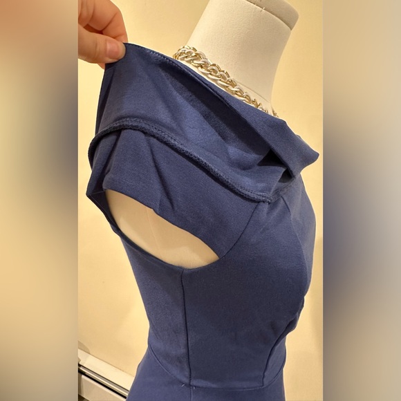 Lulus NWT Blue Mini/Midi Cold Shoulder Sleeveless Fit And Flare Dress Sz XS. - Picture 6 of 16